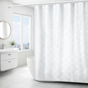 CORTINA BAÑO EVA ESTILO BAMBOO 180CM X 180CM, BLANCO