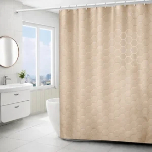 CORTINA DE BAÑO 3DEVA ESTILO EXAGONAL 2025080811009 180CM X 180CM, BEIGE