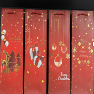 BOLSA DE REGALO NAVIDEÑO PARA VINO 12CM X 35CM X 9CM - X 12 UNIDADES