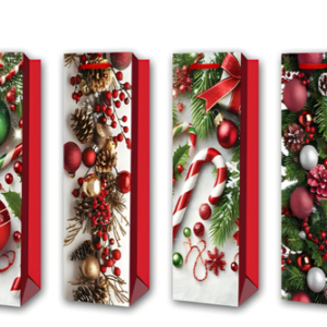 BOLSA DE REGALO NAVIDEÑO PARA VINO 12CM X35CM X 9CM - X 12 UNIDADES