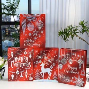 BOLSA DE REGALO NAVIDEÑO MEDIANO 26CM X 32CM X 10CM - X 12 UNIDADES