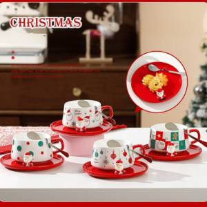 TAZA CERAMICA CON PLATO NAVIDAD
