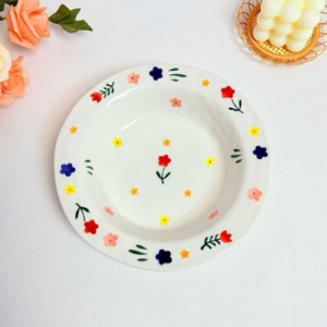 PLATO CERAMICA CON FLORCITAS DE COLORES