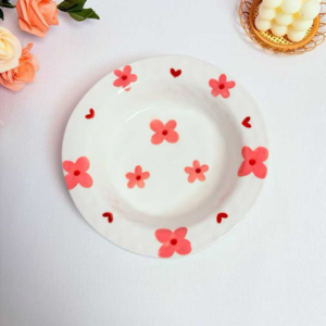 PLATO CERAMICA CON FLORES ROSA 2025080817926
