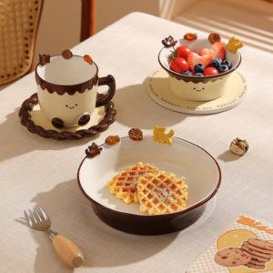 TAZA CERAMICA CON PLATO GATITOS Y PATITAS 2025080818107