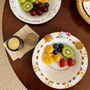 PLATO CERAMICA 8" GATO Y GALLETA