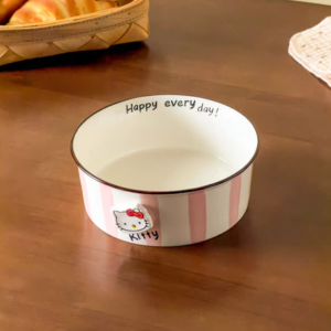 BOWL CERAMICA 6" GATO CON RAYAS ROSADA