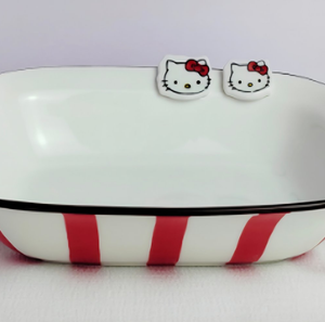 BOWL CERAMICA GATO Y RAYAS ROSADA Y ROJA CHICA 2025080820421