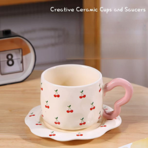 TAZA CERAMICA CON PLATO CEREZA 2025080822654