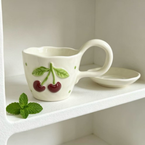 TAZA CERAMICA CON CEREZAS