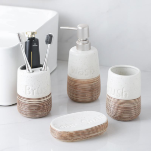 SET JABONERA , VASO, DISPENSER JABON LIQUIDO Y PORTA CEPILLO