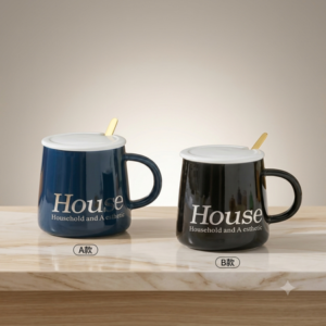 TAZA DE CERáMICA + TAPA+ CUCHARA AZ-D30056