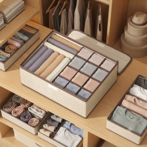 Organizador de tela algodón-lino color beige 13 c AZ-C50011