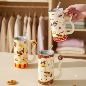 TAZA DISEÑO PERRITO CON SORBETE AZ-B70011