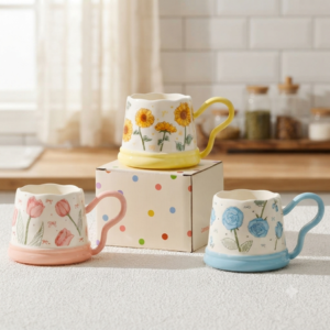 TAZA DISEÑO FLORES AZ-B70002