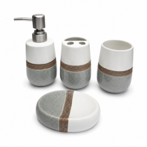 Set: jabonera, vaso, dispenser jabon liquido, port AZ-C80102