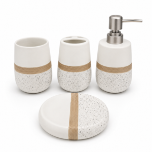 Set: jabonera, vaso, dispenser jabon liquido, port AZ-C80103