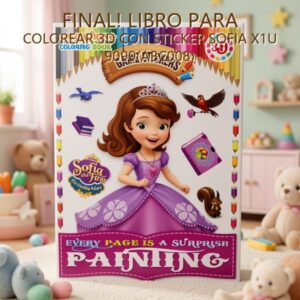 LIBRO PARA COLOREAR 3D CON STICKER SOFIA X1U 9099(ABC008) PRECIO FINAL!!!