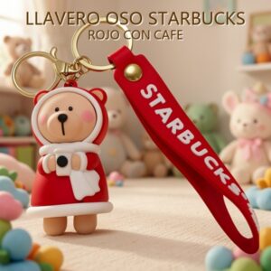 LLAVERO OSO STARBUCKS ROJO CON CAFE  PRECIO FINAL!!!