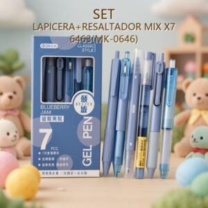 SET LAPICERA+RESALTADOR MIX X7 6463(MK-0646)