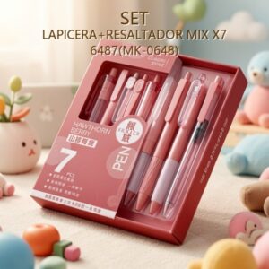 SET LAPICERA+RESALTADOR MIX X7 6487(MK-0648)