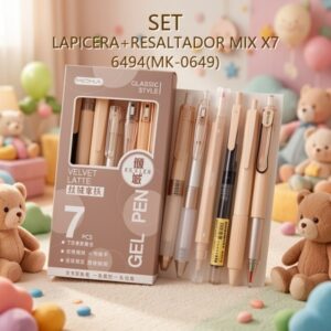 SET LAPICERA+RESALTADOR MIX X7 6494(MK-0649)