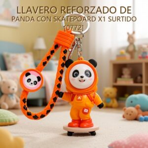 LLAVERO REFORZADO DE PANDA CON SKATEPOARD X1 SURTIDO [0772]
