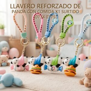 LLAVERO REFORZADO DE PANDA CON COMIDA X1 SURTIDO [0774 0775]