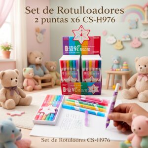Set de Rotuladores 2 puntas x6 [CS-H976]