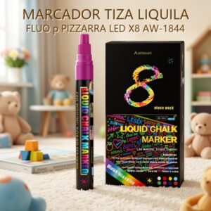 MARCADOR TIZA LIQUILA FLUO p PIZZARRA LED X8 [AW-1844]