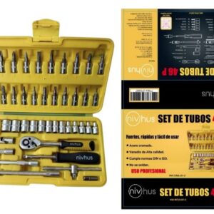 LLAVE TUBO 46PCS NIVHUS VALIJA AMARILLA