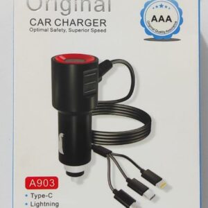 CARGADOR AUTO - 3 CABLES EN 1 S-201