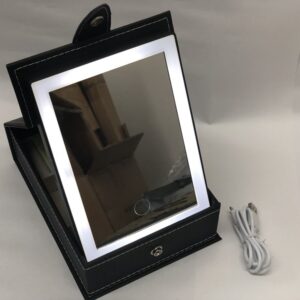 ESPEJO C LED RECARGABLE USB SIMIL CUERO ALHAJERO