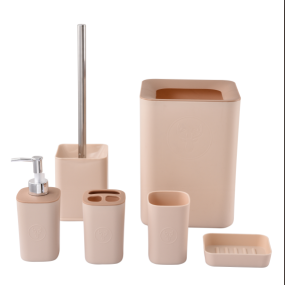SET:CESTO TAPA ABATIBLE, ESCOBILLA INODORO, JABONE