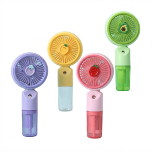Ventilador de mano con humidificador y diseño de frutas