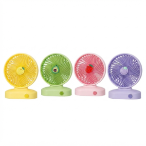 Ventilador de mano con base y diseño de frutas