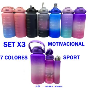 BOTELLAS MOTIVACIONALES SET X3 COLORES BT-22