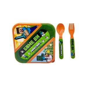 LUNCH BOX CON CUBIERTOS MINECRAFT