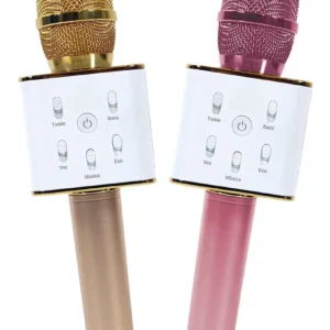 MICROFONO KARAOKE Con Parlante dorado -plateado -rosa -fucsia -azul