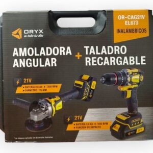 SET TALADRO Y AMOLADORA ORYX INALAMBRICO