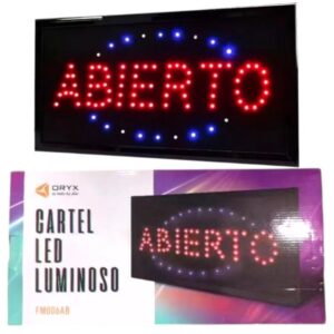 CARTEL ABIERTO ORYX LUMINOSO LEDS