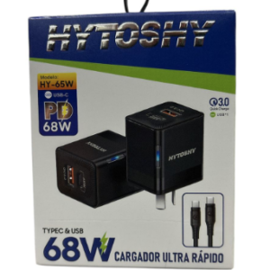 CARGADOR Y CABLE HYTOSHY 68W USB Y C