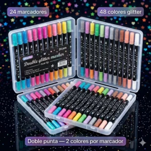 MARCADOR BRILLANTE X 24PC DOBLE PUNTA (48 COLORES)