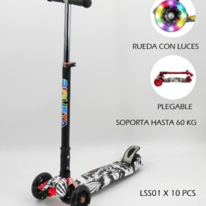 MONOPATIN INFANTIL GRAFITI 4 RUEDAS LUZ PLEGABLE