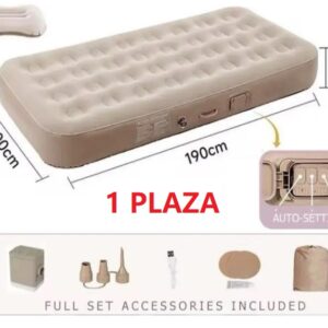 COLCHON 1 PLAZA INFLABLE +INFLADOR USB + ALMOHADA