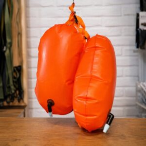 Flotador Guardavidas Inflable Naranja con Correa de Sujeción