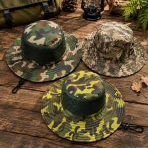 Sombrero Australiano Camuflado con Malla Transpirable y Cordón Ajustable