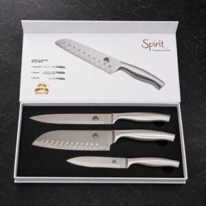 Set de 3 Cuchillos de Cocina Kingsta Spirit de Acero Inoxidable con Estuche
