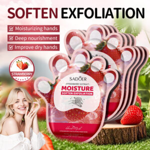 MASCARILLA PARA MANOS EXFOLIANTE CON FRUTILLA 40ML/PAR