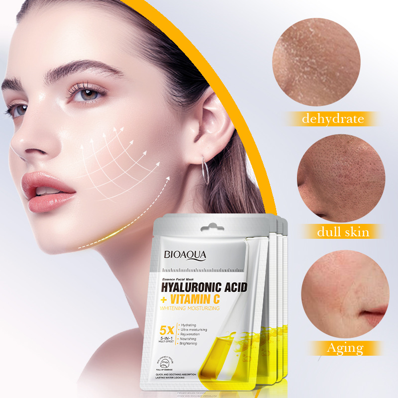 MASCARILLA FACIAL ÁCIDO HIALURÓNICO Y VITAMINA C HIDRATANTE E ILUMINADORA 25G